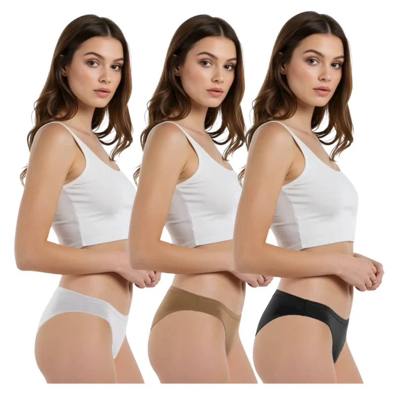 Figi damskie 3 pack mix kolor bielizna wygodne bawełniane Captain Mike
