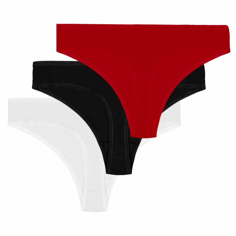 Stringi Damskie 3 sztuki Wygodne Bielizna Klasyczne Kolory Captain Mike