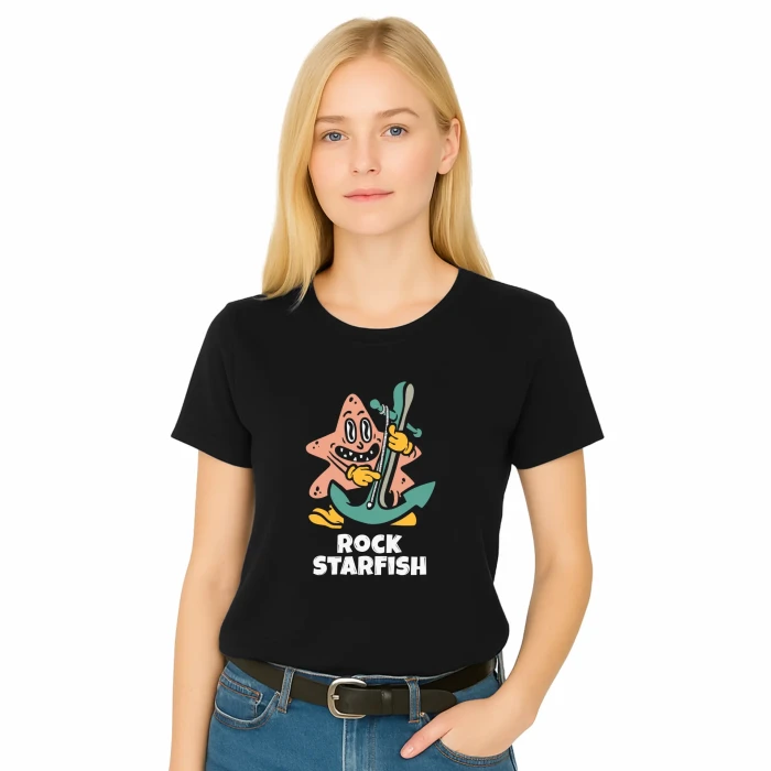 T-SHIRT damski koszulka TURECKA BAWEŁNA czarna Captain Mike 