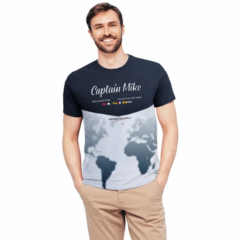 Koszulka męska BAWEŁNA TURECKA T-shirt wypukły nadruk Captain Mike