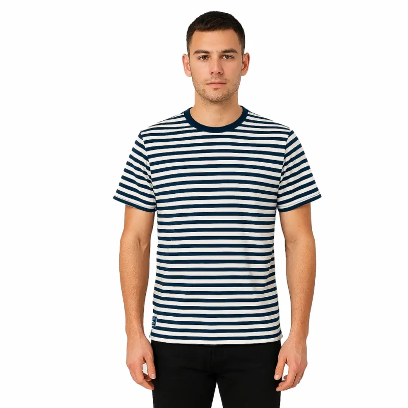 Koszulka bawełniana męska w paski T-shirt Captain Mike