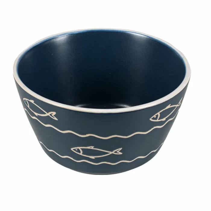Miseczka kamionkowa ceramiczna granatowa z motywem rybek Captain Mike