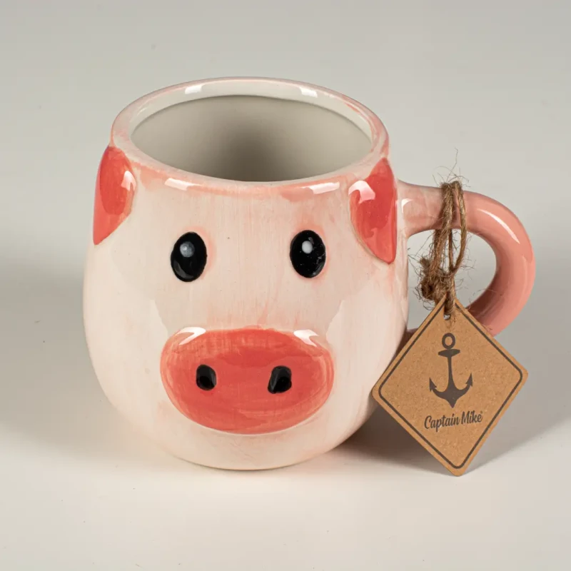Kubek w Kształcie Świnki Ceramiczny Kubek Zwierzątko Captain Mike 420 ml
