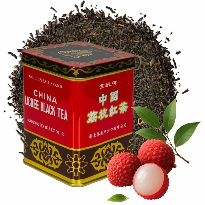 Zestaw Herbat Czarna Lichee – Golden Sail Brand (z nutą egzotycznego liczi) 4x227 g