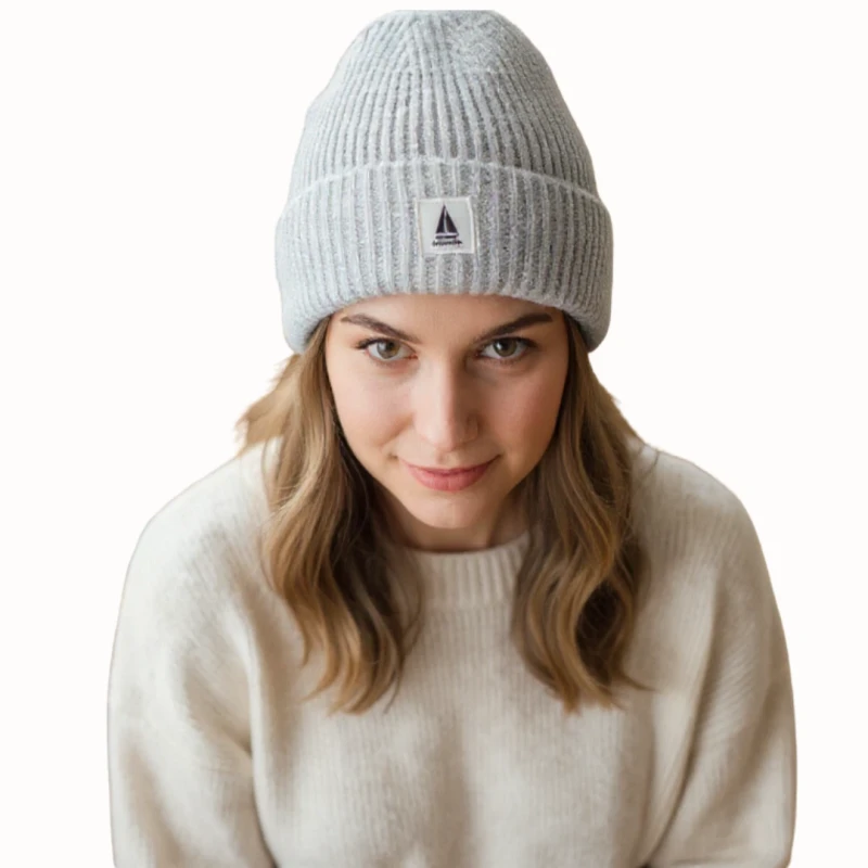 Ciepła czapka zimowa szara beanie dzianinowa Captain Mike