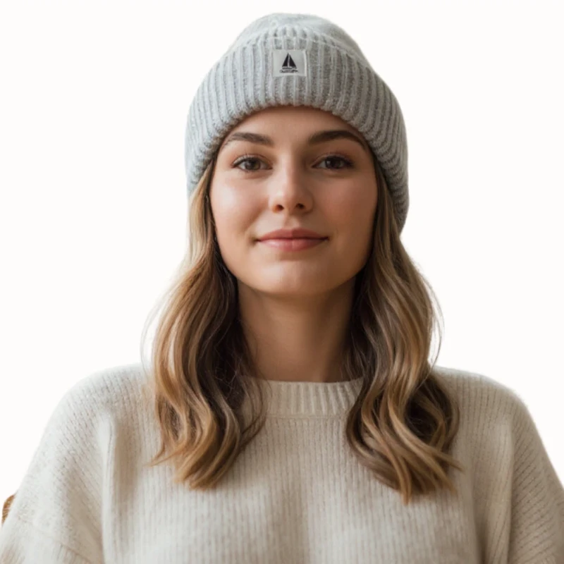Ciepła czapka zimowa szara beanie dzianinowa Captain Mike