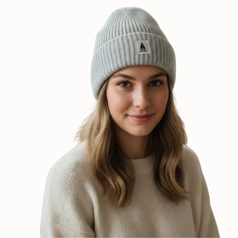 Ciepła czapka zimowa szara beanie dzianinowa Captain Mike