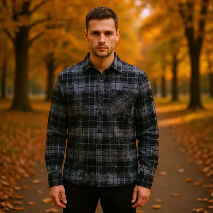 Koszula flanelowa w kratę męska szara Captain Mike