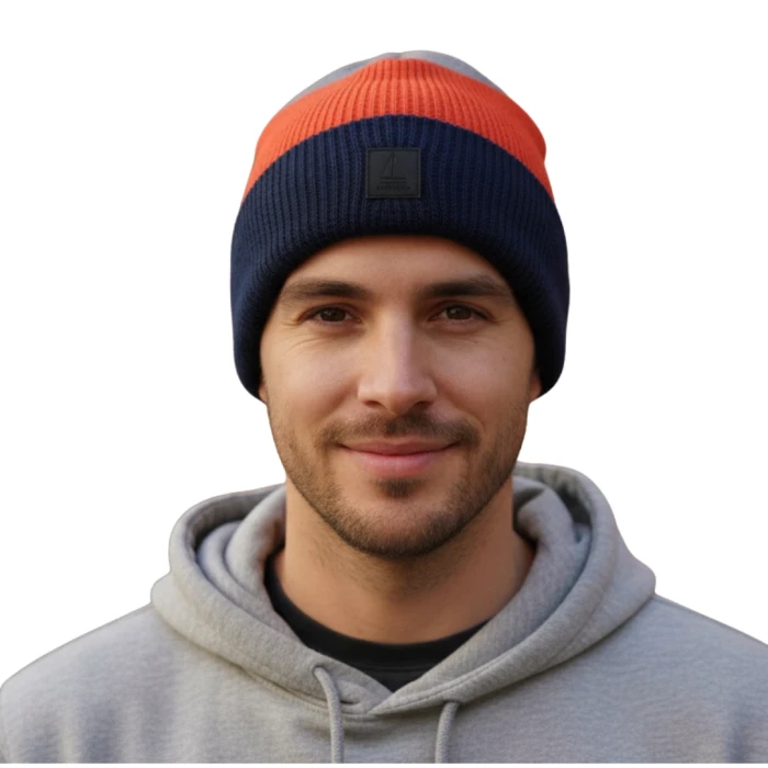 Ciepła czapka zimowa męska z wywinięciem beanie Captain Mike