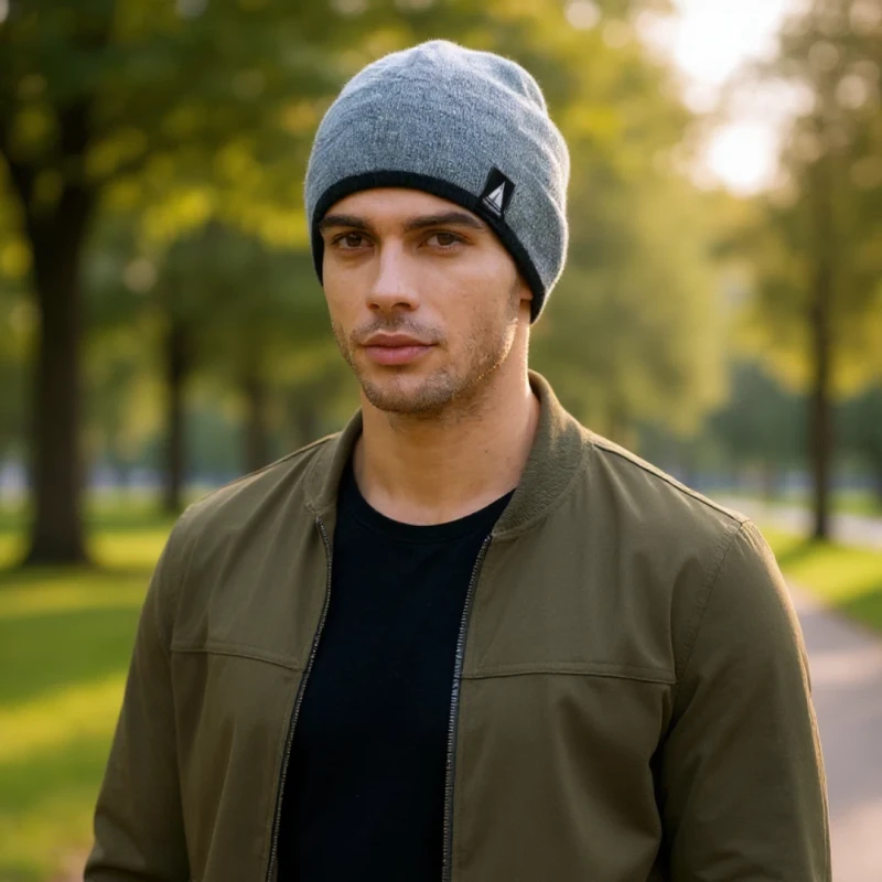 Ciepła czapka zimowa męska beanie szary Captain Mike