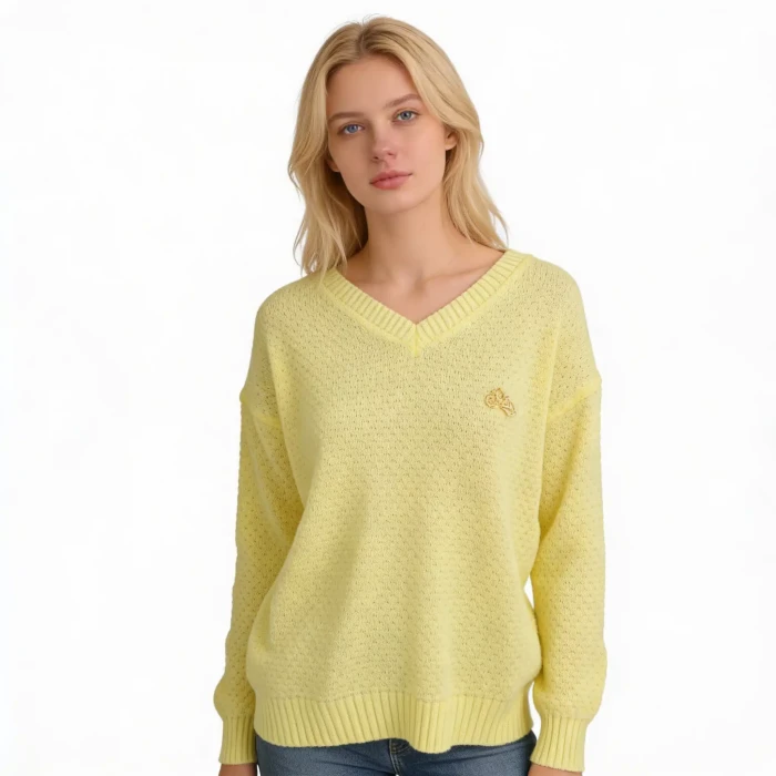 Sweter damski żółty z dekoltem w serek ciepły ONE SIZE Captain Mike