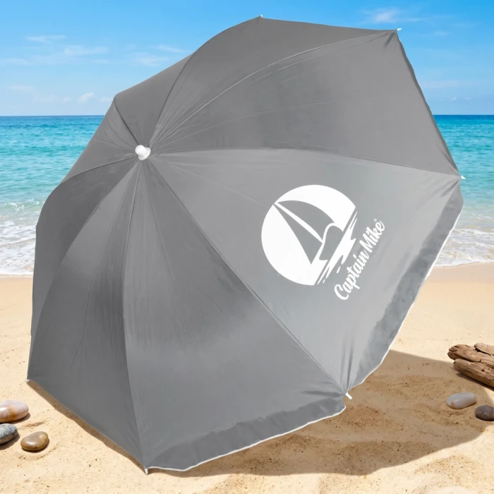 Parasol plażowy łamany 160cm z filtrem UPF50+ Captain Mike szary