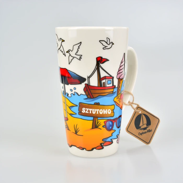 Kubek SZTUTOWO ceramiczny DUŻY nadmorski prezent pamiątka plaża 450 ml