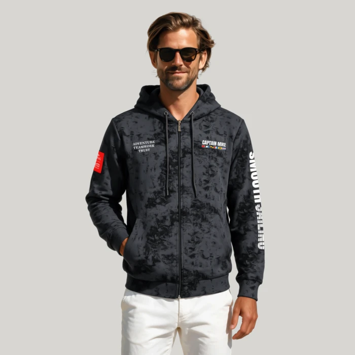Bluza męska z kapturem DEKAT SAILING rozpinana czarna