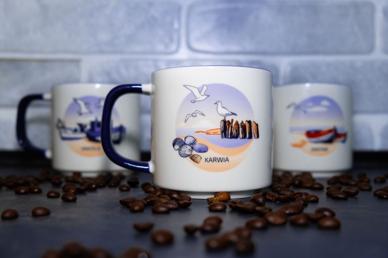 KARWIA Kubek, kolekcjonerski, znad morza, prezent, pamiątka, morski, do kawy, do herbaty, do pracy, bałtyk, morski, ceramiczny