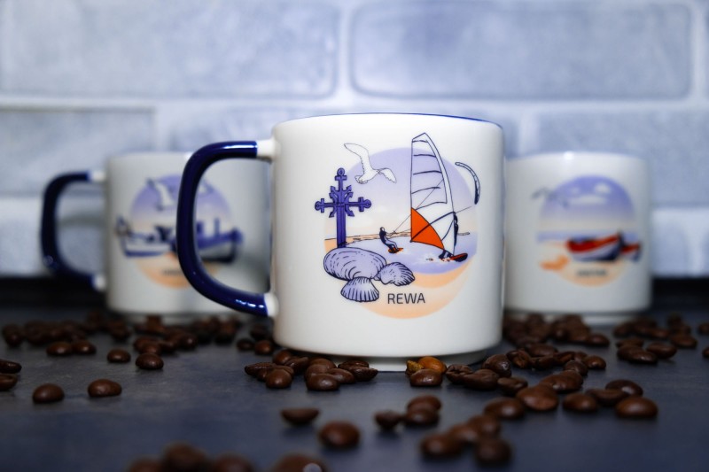 REWA Kubek, kolekcjonerski, znad morza, prezent, pamiątka, morski, do kawy, do herbaty, do pracy, bałtyk, morski, ceramiczny