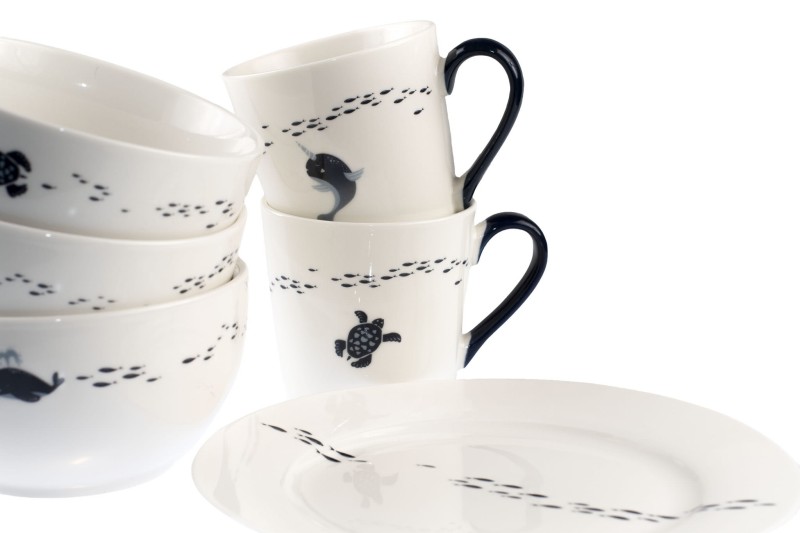 Miseczka salaterka, ceramiczna biała morska wieloryb
