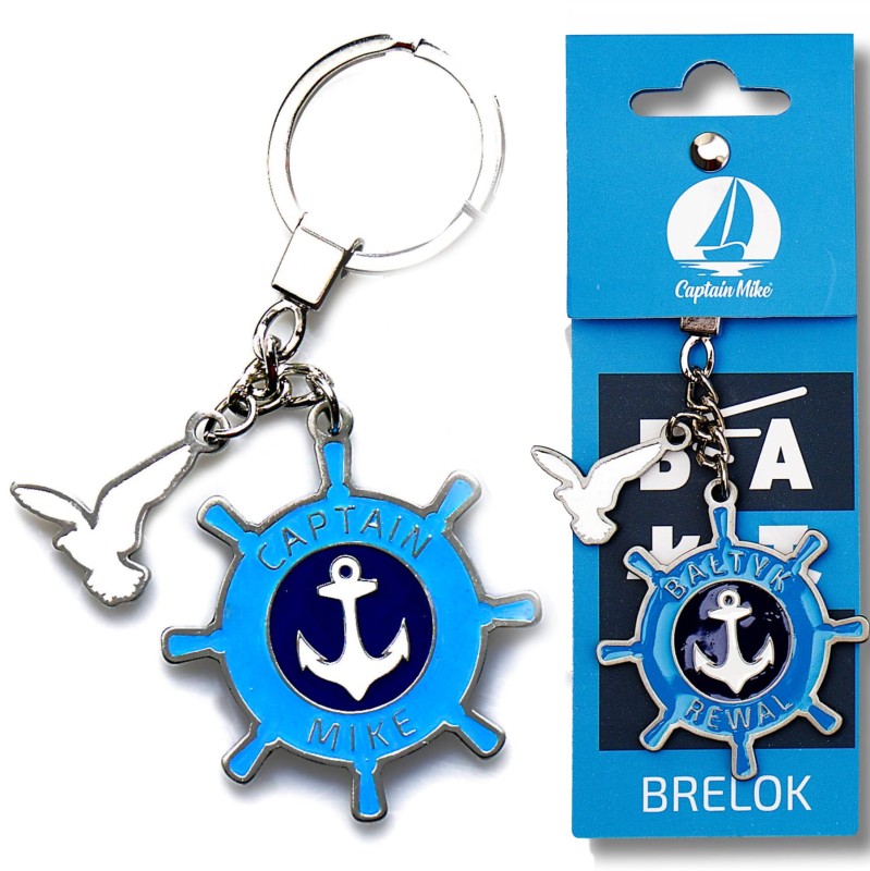 brelok, klucze, do kluczy, zawieszka, koło sterowe, z nad morze, morze, pamiątka, REWAL, Captain Mike, KOTWICA