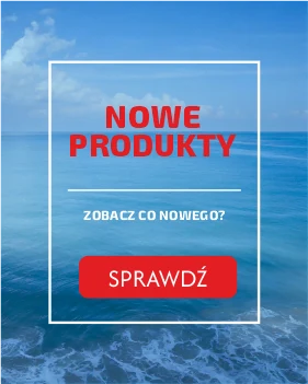 Odkryj nowe produkty dostępne w sklepie internetowym Captain Mike. Obraz przedstawia zaproszenie do sprawdzenia nowości, na tle spokojnego morza. Kliknij i zobacz, co nowego przygotowaliśmy dla Ciebie w naszej ofercie.